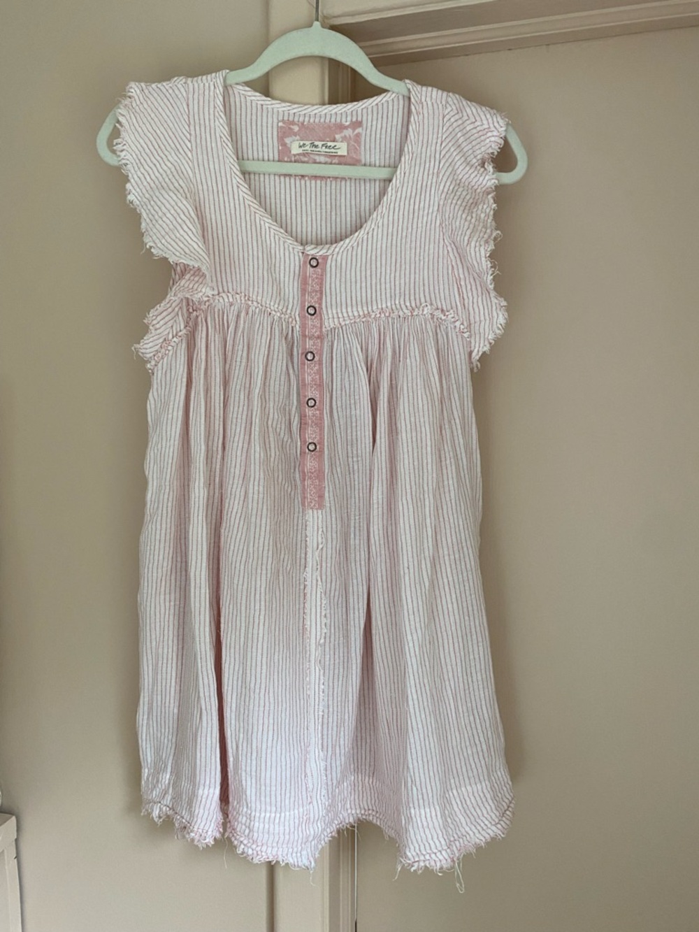 We The Free Pink Striped Girls Tunic with Button Front